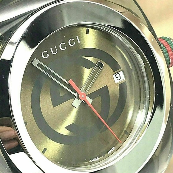 GUCCI SYNC YA137106 Green Rubber Band Men's Watch - Picture 11 of 12